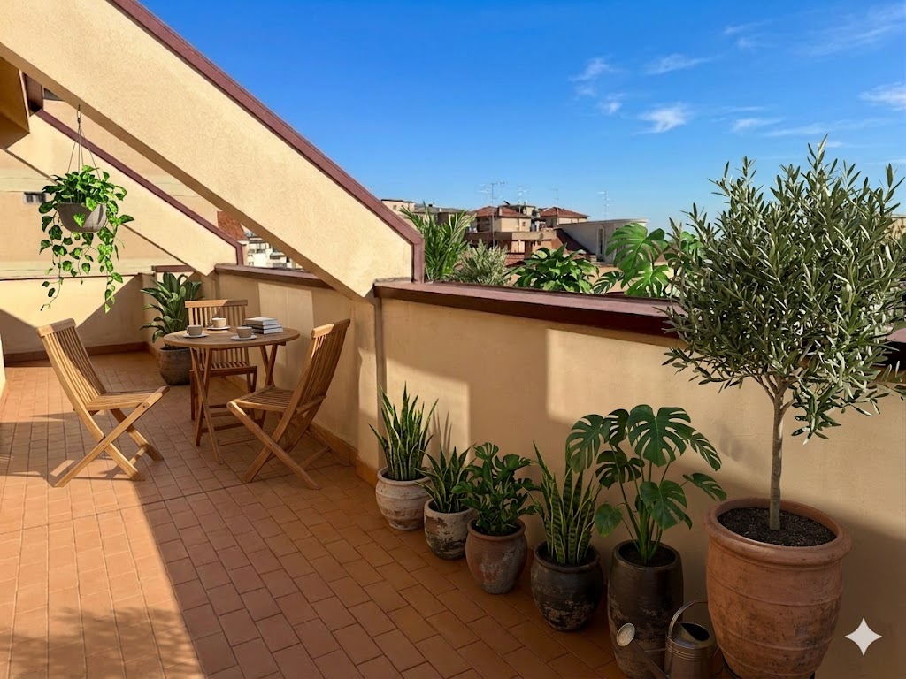 Terrazzo arredato · zona pranzo
