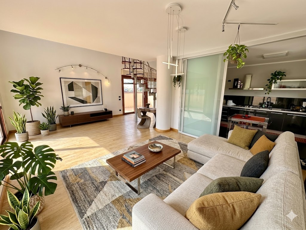 Soggiorno arredato · zona living e cucina